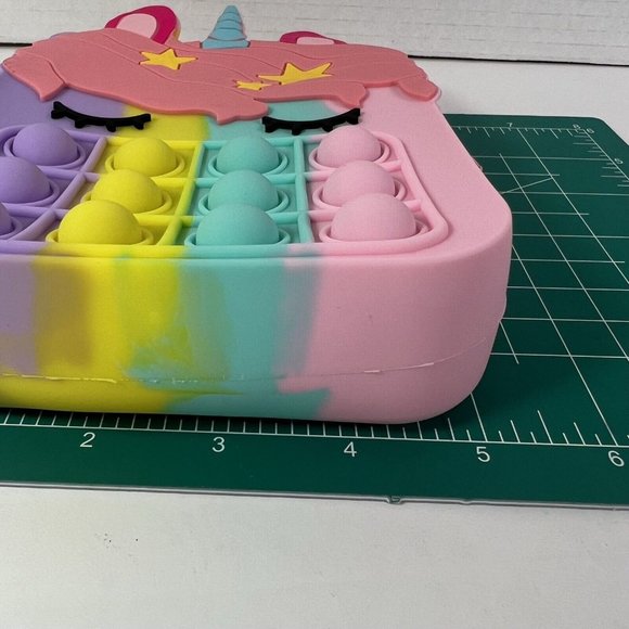 Sensory Bubble Pop Push Unicorn Shoulder Bag Purse Pastel Rainbow - Picture 6 of 10